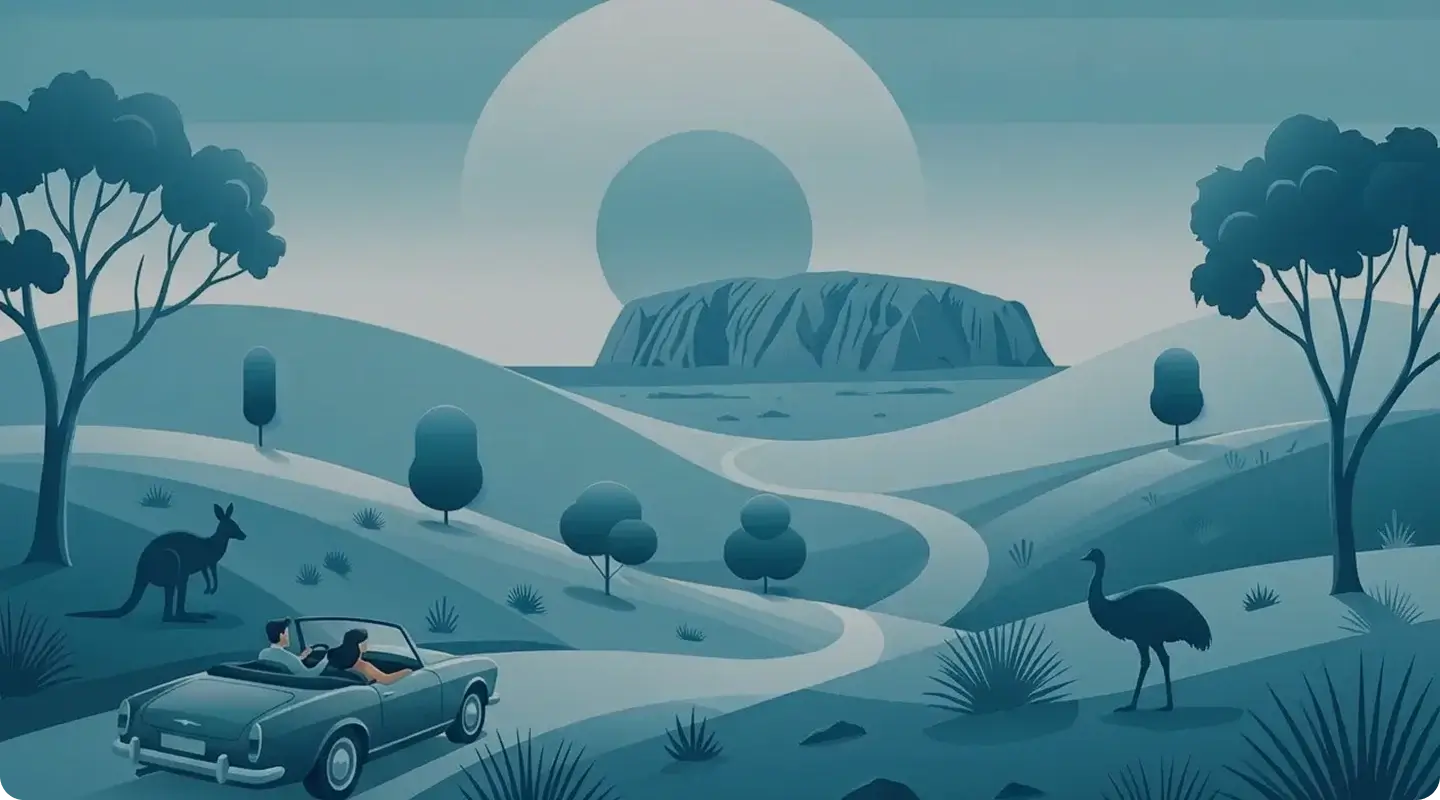 Australian road trip landscape for self-guided audio driving tours